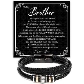 To My Brother – ‘Love You Forever’ Engraved Leather Bracelet, A Meaningful Gift to Celebrate the Bond Between Brothers, Thoughtful Present Gift for Him Birthday, Christmas, Graduation in Saudi Arabia