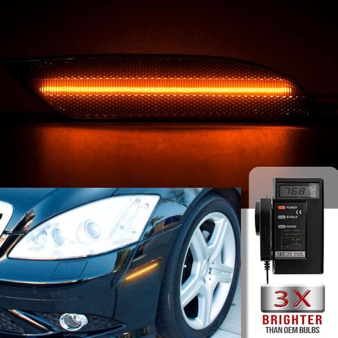 دخان عدسة العنبر LED مجموعات ضوء الجانب ماركر لعام 2007 2008 2009 بنز مرسيدس W221 S550 S600 S-CLASS السائق الأيسر / سائق الراكب الأيمن مجموعات المصابيح الوامضة استبدال 2218200121 2218200221 in Kuwait