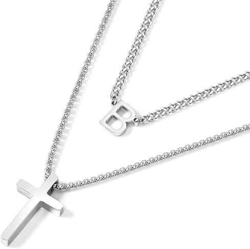 Easter Gifts Cross Necklace for Men Boy Initial Cross Chain Pendant Necklace Religious Gifts Christian Jewelry Gift for Men Boy in Kuwait