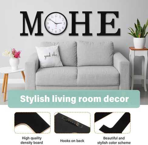 Inbagi Home Letters Sign with Wall Clock for O, Farmhouse Wall Decor Silent Non Ticking Wall Clock Home Sign Wall Art Decoration for Office Home Dining Room Living Room Housewarming Gifts in Saudi Arabia