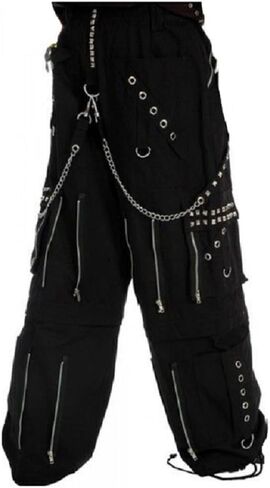Gothic Men Black Chrome Trousers Punk Rock Studs Metal/Chain Trouser Pant/USA in Saudi Arabia
