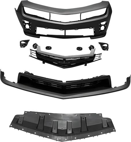 FREEMOTOR802 Front Bumper Conversion Kit, Fits 2010-2013 Chevrolet Camaro & 2014-2015 Chevrolet Camaro ZL1 Models, ZL1 Style PP Bumper Undertray W/Lower Upper Grilles + Fog Lights Lamp W/Covers in Saudi Arabia