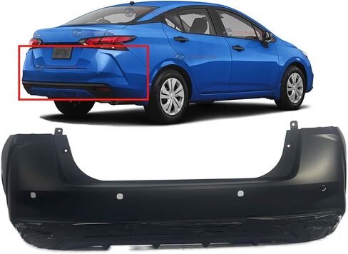 FitParts Compatible with Nissan Versa 2020-2023 Rear Bumper Cover. New Primed W/Park Hls. NI1100340 850225EE0J in Saudi Arabia