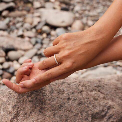 STORYJEWELLERY خواتم قابلة للتكديس للنساء، أساور زفاف للنساء، خاتم المينا، خاتم أزرق، خواتم زركونيا مكعبة مطلية بالذهب عيار 18 قيراط، هدايا لها in Kuwait