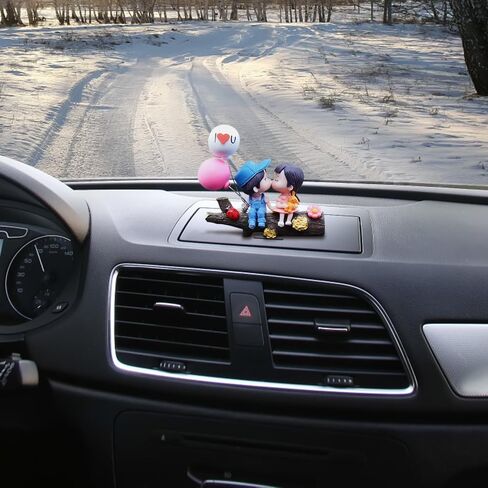 Car Couple Dashboard Decoration, Kiss Couple Car Ornament Cartoon Car Interior Accessories for Home Office Valentine's Day Present in Saudi Arabia