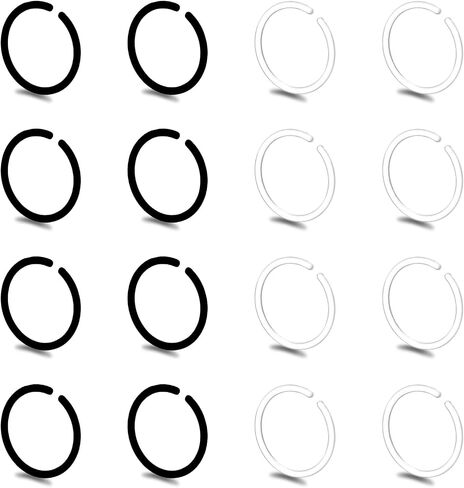 Teaaha 16PCS 20g 2 Colors Plastic Nose Rings for Surgery, Colored Flexible Noses Ring Hoop, Bioplastic Bendable Clear Nose Studs Nostril Piercing Retainers Jewelry for Women Men in Saudi Arabia