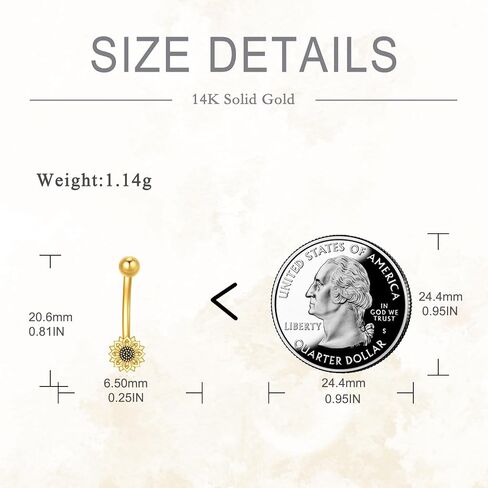 DOVRAN 14K Gold Sunflower Daisy Belly Button Rings for Women 14K Yellow Gold Belly Rings Flower Belly Navel Piercing Jewelry in Saudi Arabia