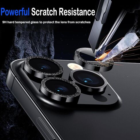 AFARER for iPhone 16 Pro/16 Pro Max Camera Lens Protector,[Anti-Scratch][Not Easy to Break] Metal Tempered Glass Individual Camera Cover for iPhone 16 Pro Max / 16 Pro-Black Titanium,1 Set in Kuwait