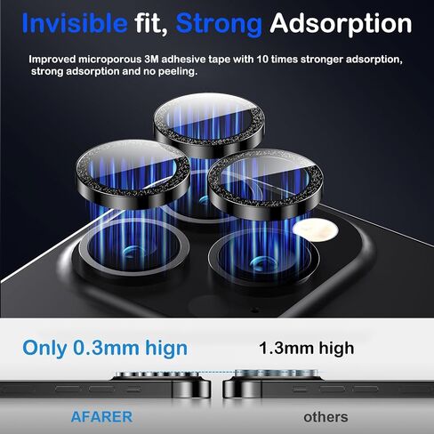 AFARER for iPhone 16 Pro/16 Pro Max Camera Lens Protector,[Anti-Scratch][Not Easy to Break] Metal Tempered Glass Individual Camera Cover for iPhone 16 Pro Max / 16 Pro-Black Titanium,1 Set in Kuwait