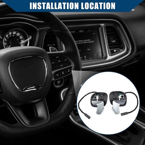 5RQ08DX9AC 5RQ09DX9AC/Inner/Steering Wheel Paddle Shifter for Dodge Challenger 2015-2023/Plastic/1 Set/Black in Saudi Arabia