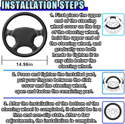 14.5"-15" Car Steering Wheel Cover, Microfiber Leather Breathable Wheel Cover, Anti-Slip Lining Steering Wheel Covers, Car Accessories Interior Decoration for Women Men (Grey) in Saudi Arabia
