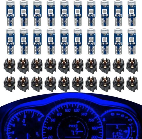 20 قطعة T5 لمبات Led Dash Lights، 37 74 2721 PC74 PC37 LED لمبة مع مقبس قفل ملتوي، 3030 رقاقة فائقة السطوع الداخلية قبة خريطة لوحة القيادة مؤشر لوحة قياس مصباح (أصفر) in Kuwait