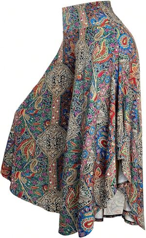 Women's Plus Size Tribal Palazzo Pants Boho High Waist Asymmetrical Baggy Vacation Trousers in Saudi Arabia
