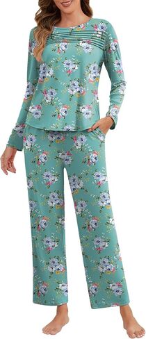 Womens Pajama Sets 2 Piece Loungewear Pj Set with Pockets Comfy Lounge Sets Sleepwear Ladies Sleep Set Long Sleeve in Saudi Arabia