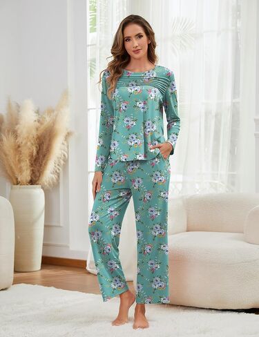 Womens Pajama Sets 2 Piece Loungewear Pj Set with Pockets Comfy Lounge Sets Sleepwear Ladies Sleep Set Long Sleeve in Saudi Arabia