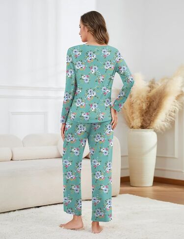 Womens Pajama Sets 2 Piece Loungewear Pj Set with Pockets Comfy Lounge Sets Sleepwear Ladies Sleep Set Long Sleeve in Saudi Arabia
