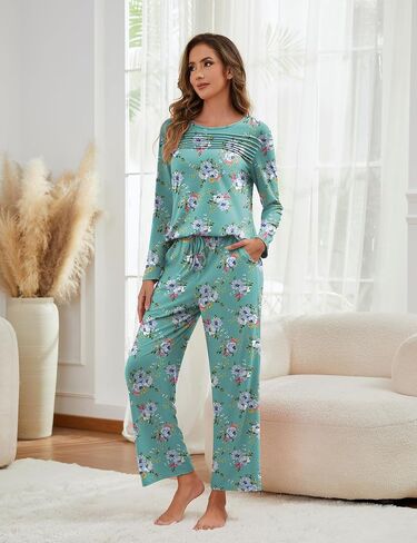 Womens Pajama Sets 2 Piece Loungewear Pj Set with Pockets Comfy Lounge Sets Sleepwear Ladies Sleep Set Long Sleeve in Saudi Arabia