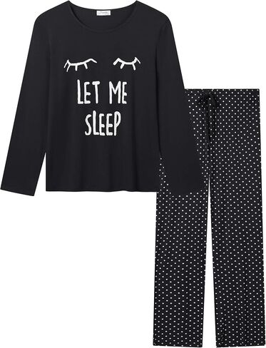 Joyaria Women Bamboo Viscose Pajamas Super Soft Comfy Cooling Breathable Long Sleeve Cute Printed Top & Long Pant PJ Sets in Saudi Arabia
