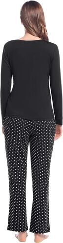 Joyaria Women Bamboo Viscose Pajamas Super Soft Comfy Cooling Breathable Long Sleeve Cute Printed Top & Long Pant PJ Sets in Saudi Arabia