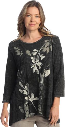 Jess & Jane Mineral Washed Tunic w/Georgette Contrast - M105 in Saudi Arabia