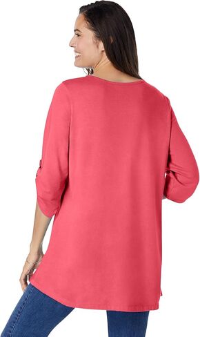 Woman Within Plus Size 7-Day Three-Quarter Sleeve Pintucked Henley Tunic in Saudi Arabia