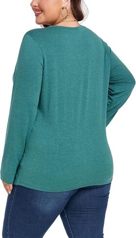 Women's Plus Size Long Sleeve Round Neck Tunics Tops Casual Loose Fit T Shirt Blouse in Kuwait