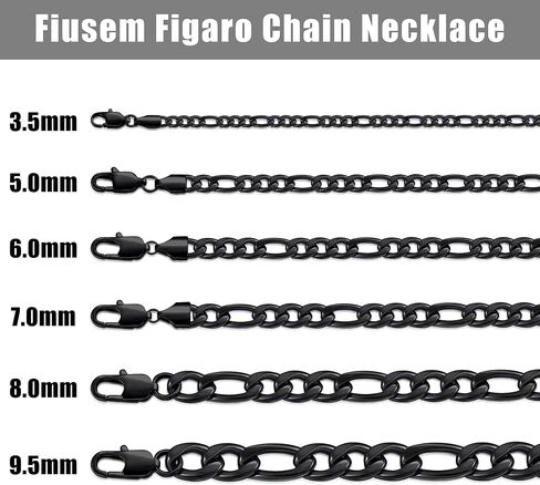 سلاسل Fiusem Figaro للرجال والنساء، قلادات سلسلة فضية اللون للرجال، قلادة سلسلة من الفولاذ المقاوم للصدأ 3.5 مم/5 مم للرجال والنساء in Saudi Arabia