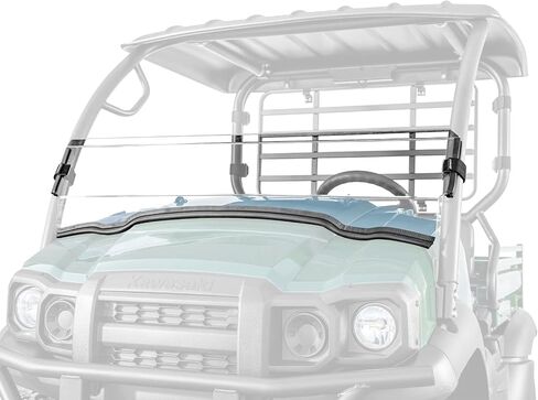 SuperATV Scratch Resistant Half Windshield for 2017+ Kawasaki Mule SX, XR Optic Hard Coating, 1/4" Polycarbonate 250x Stronger than Glass, Superior Protection and Sleek Style, USA Made in Saudi Arabia