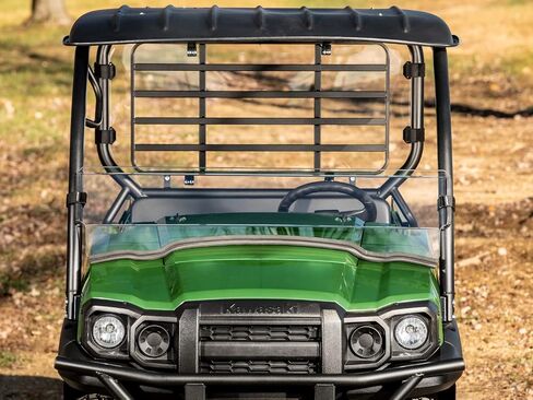 SuperATV Scratch Resistant Half Windshield for 2017+ Kawasaki Mule SX, XR Optic Hard Coating, 1/4" Polycarbonate 250x Stronger than Glass, Superior Protection and Sleek Style, USA Made in Saudi Arabia