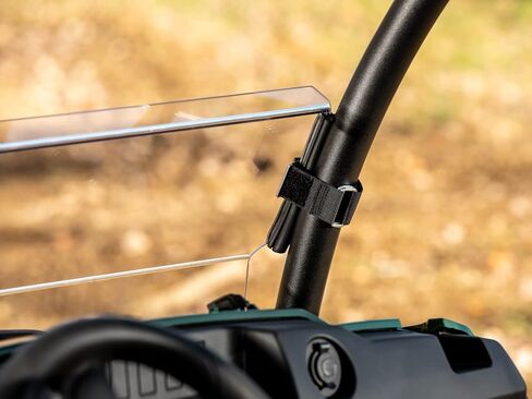 SuperATV Scratch Resistant Half Windshield for 2017+ Kawasaki Mule SX, XR Optic Hard Coating, 1/4" Polycarbonate 250x Stronger than Glass, Superior Protection and Sleek Style, USA Made in Saudi Arabia