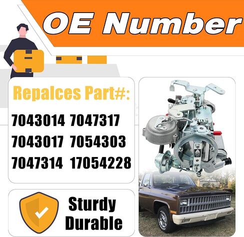 مكربن ​​1 أسطوانة متوافق مع Chevy GMC 4.1L 250/4.8L 292 6 Cyl Engines Automatic Choke Carb لـ Chevy C10 C20 C30، يستبدل # 7043014، 7043017، 7047314 in Saudi Arabia