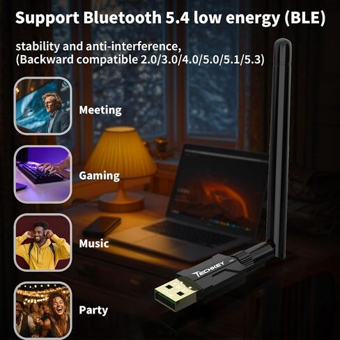 محول بلوتوث USB للكمبيوتر المكتبي، التوصيل والتشغيل 5.3 Mini EDR Bluetooth Dongle جهاز استقبال وجهاز إرسال للكمبيوتر المحمول للكمبيوتر المحمول ولوحة المفاتيح والماوس وسماعات الرأس ومكبرات الصوت والطابعة Windows 11/10/8.1 in Kuwait