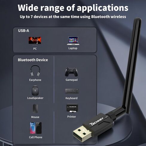 محول بلوتوث USB للكمبيوتر المكتبي، التوصيل والتشغيل 5.3 Mini EDR Bluetooth Dongle جهاز استقبال وجهاز إرسال للكمبيوتر المحمول للكمبيوتر المحمول ولوحة المفاتيح والماوس وسماعات الرأس ومكبرات الصوت والطابعة Windows 11/10/8.1 in Kuwait