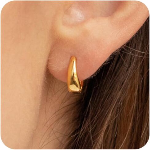 TOBENY Gold Earrings for Women Trendy Dainty Paperclip Link Drop Dangle Earrings 14K Gold Plated Chunky Small Hoop Earrings Lightweight Hypoallergenic Chain Huggie Earrings Jewelry for Gifts in Kuwait