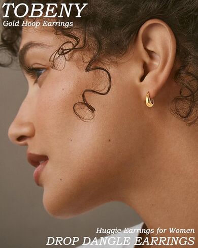 TOBENY Gold Earrings for Women Trendy Dainty Paperclip Link Drop Dangle Earrings 14K Gold Plated Chunky Small Hoop Earrings Lightweight Hypoallergenic Chain Huggie Earrings Jewelry for Gifts in Kuwait