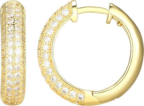Amazon Essentials Cubic Zirconia Pave Hoop Earrings in 18k Gold Plated Sterling Silver in Saudi Arabia