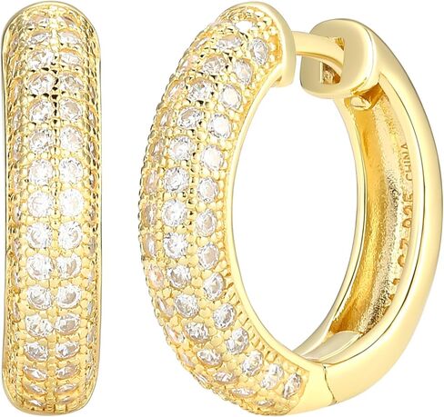 Amazon Essentials Cubic Zirconia Pave Hoop Earrings in 18k Gold Plated Sterling Silver in Saudi Arabia