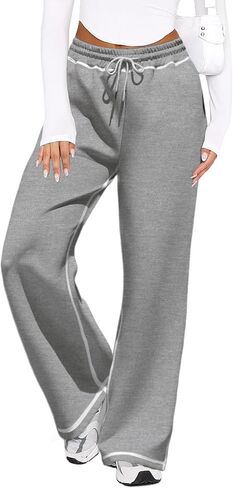 HDLTE Sweatpants Women Track Pants Soft Straight Pajama Sweats Wide Leg Women Lounge Pants Joggers in Saudi Arabia