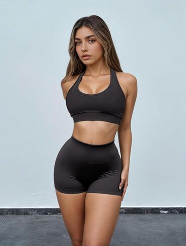 SEASUM Women Seamless Contour Short 5" Amplify Workout Shorts Back Scrunch Butt High Waisted Tummy Control Gym Yoga Bottom in Kuwait