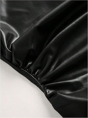 Milumia Women's Asymmetrical Faux Leather Top Ruched One Shoulder Sleevelss Y2k Crop Top Concert Outfits in Saudi Arabia