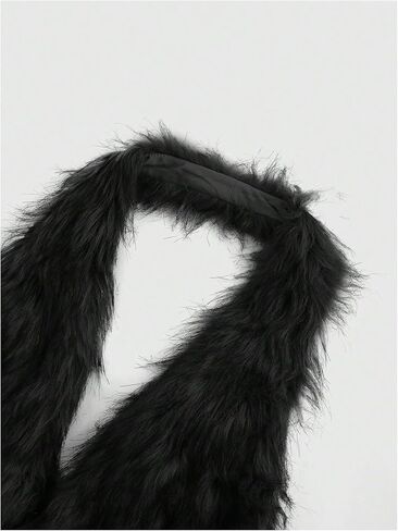 MakeMeChic Women's Faux Fur Halter Tops Open Back Sleeveless Going Out Tank Clubwear in Saudi Arabia