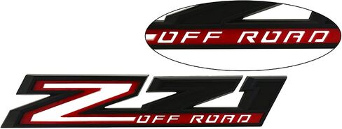 2pack New Big Z71 Off Road Emblems Side Decals 3D Badges Compatible with fits 2019-2025 Silverado Offroad Parts 84632695 (Black Red) in Kuwait