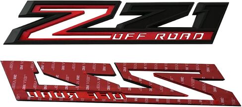 2pack New Big Z71 Off Road Emblems Side Decals 3D Badges Compatible with fits 2019-2025 Silverado Offroad Parts 84632695 (Black Red) in Kuwait
