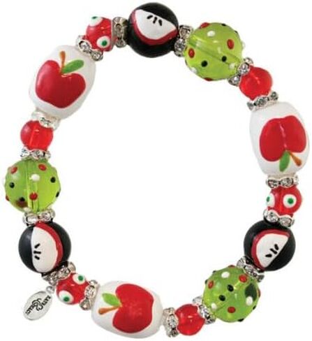 Kate & Macy Apple of My Eye Design Painted Glass & Acrylic Beads Rhinestones Bracelet Made by Clementine Design in Saudi Arabia