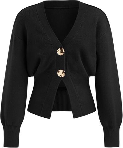 CIDER Cardigan Sweater for Women Knitted Long Sleeve V Neck Trendy Open Front Sweaters with Gold Buttons in Saudi Arabia