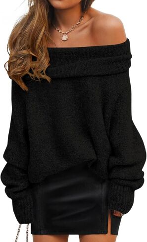 ZESICA Women's Off The Shoulder Fall Sweaters Oversized Long Sleeve Pullover Tops 2025 Fashion Outfit Clothes in Saudi Arabia