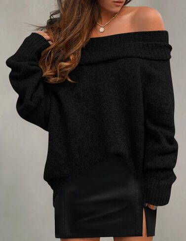 ZESICA Women's Off The Shoulder Fall Sweaters Oversized Long Sleeve Pullover Tops 2025 Fashion Outfit Clothes in Saudi Arabia