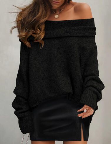 ZESICA Women's Off The Shoulder Fall Sweaters Oversized Long Sleeve Pullover Tops 2025 Fashion Outfit Clothes in Saudi Arabia