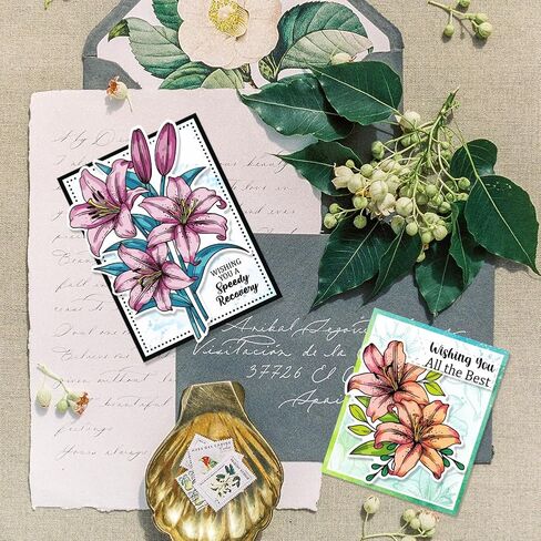 GLOBLELAND Magnolia Clear Stamps and Flowers Leaves Cutting Dies with Hollow Out Drawing Painting Stencils for DIY Scrapbooking Photo Album Decorative Cards Making Decoration in Kuwait