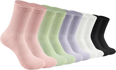 5 Pairs Cotton Women's Crew Socks,Seamless Toe Design,Durable, Breathable, High Stretch, Size 6-10 in Saudi Arabia